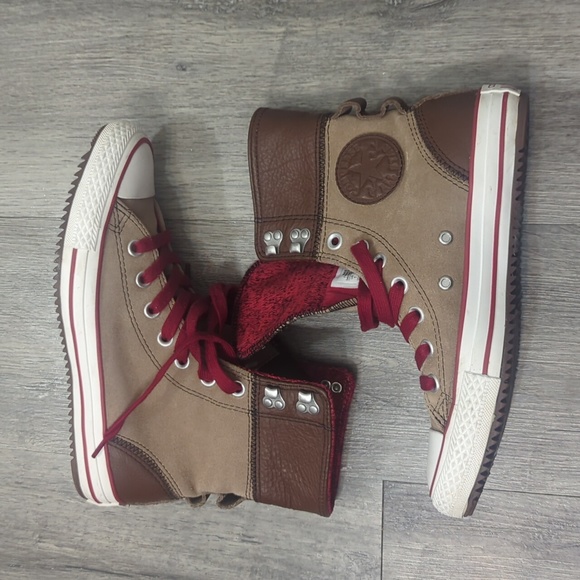 Converse Chuck Taylor Elise Roll down Hi-Top Leather Sneakers - Picture 6 of 7